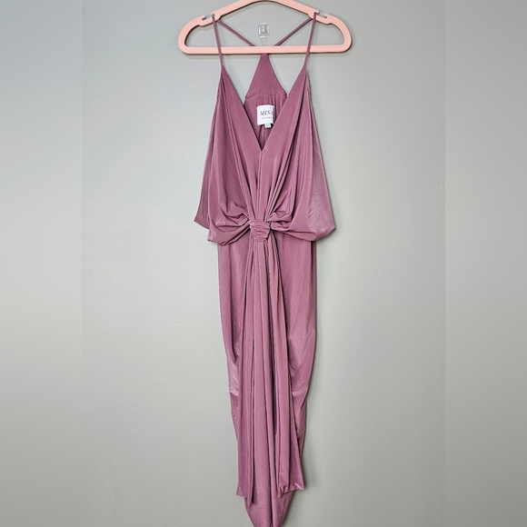 MISA Los Angeles Women's Mauve Sleeveless Domino Tie Front Mini Dress, XS - Picture 4 of 9